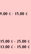 9,00 € - 15,00 €




15,00 € - 25,00 €
13,00 € - 15,00 €